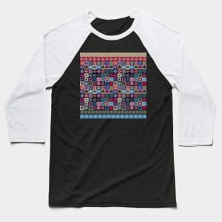 Checkered Patchwork Tile Pattern Baseball T-Shirt